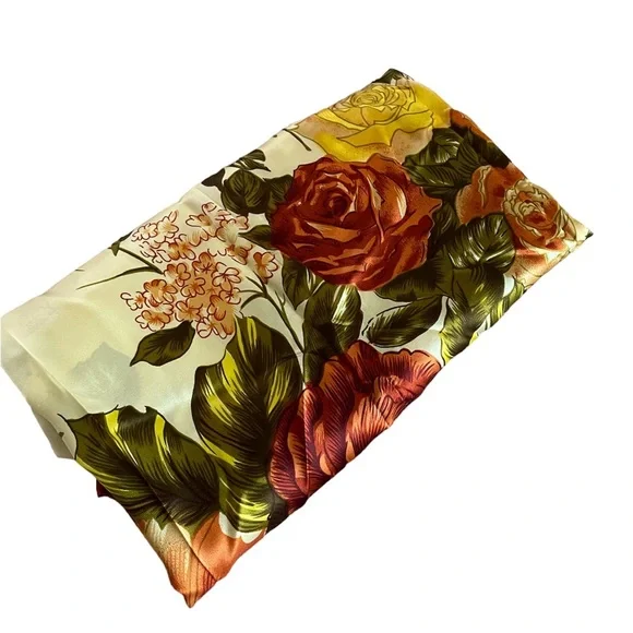 100% Silk Rose Pattern Scarf | Light Weight | Colorful - Picture 3 of 8